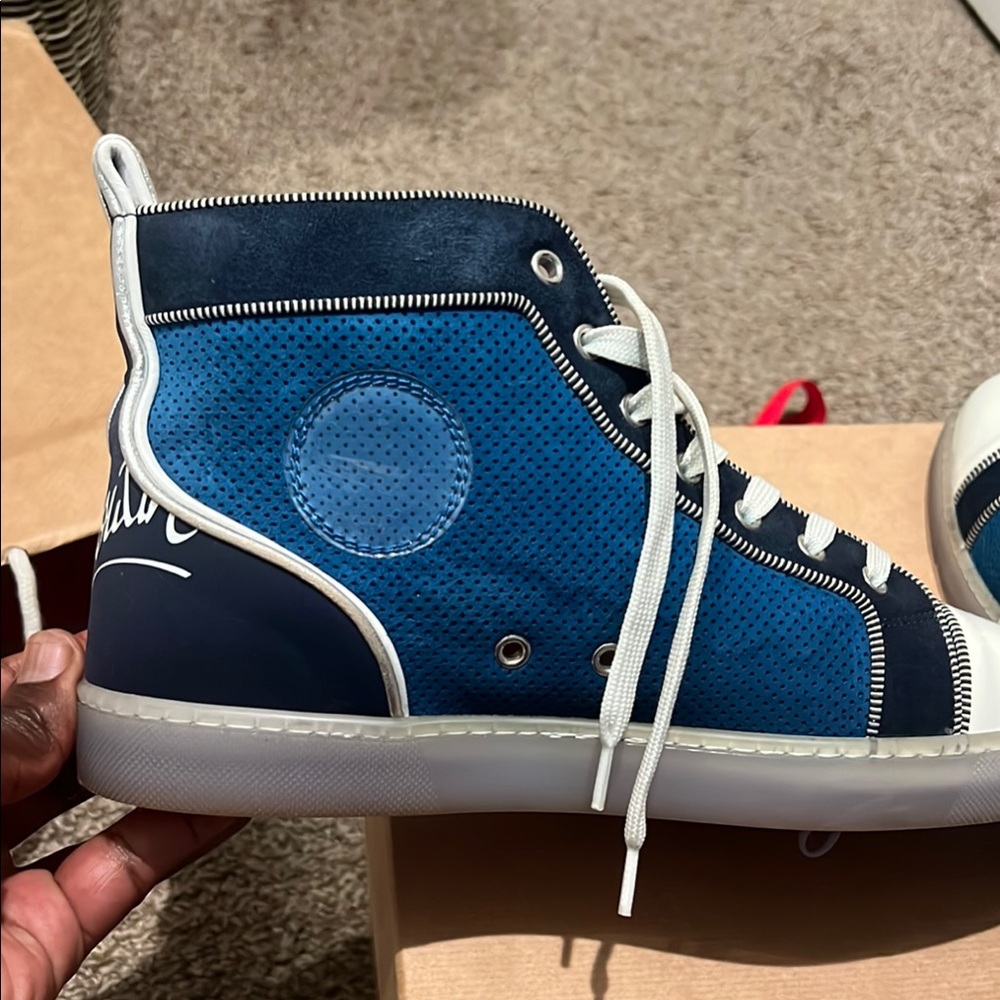 Christian Louboutin Blue and White Sporty Sneakers